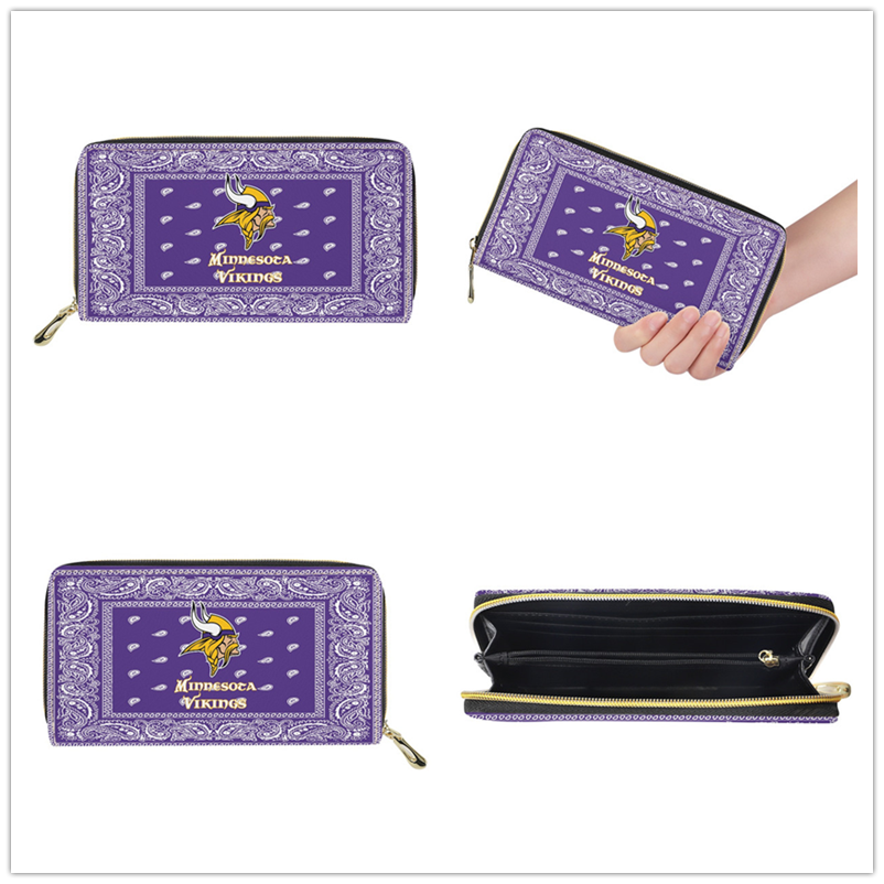 Minnesota Vikings PU Leather Zip Wallet 001